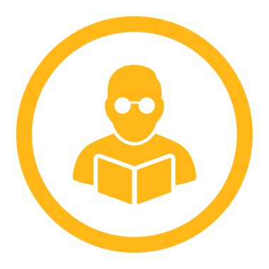 Öğrenci kitap yuvarlak vektör simgesi okuma