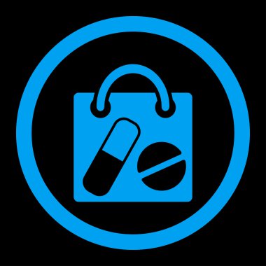 Uyuşturucu alışveriş çantası yuvarlak vektör simgesi