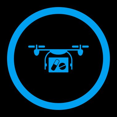 Tıbbi Quadcopter yuvarlak vektör simgesi