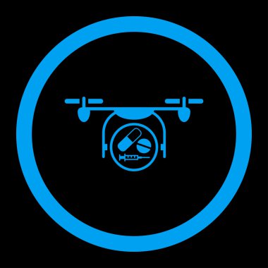 İlaç Quadcopter yuvarlak vektör simgesi