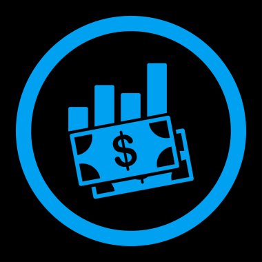 Satış çubuk grafiği yuvarlak vektör simgesi