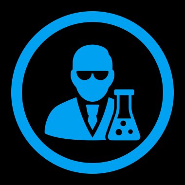 Flask yuvarlak vektör simgesi olan bilim adamı