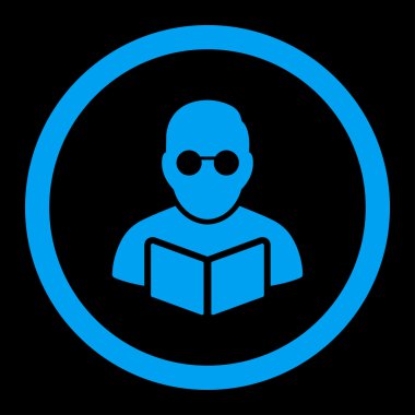 Öğrenci kitap yuvarlak vektör simgesi okuma