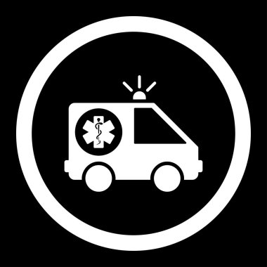 Ambulans araba yuvarlak vektör simgesi