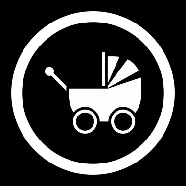 Bebek arabası yuvarlak vektör simgesi
