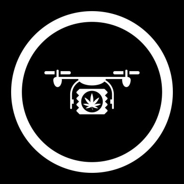 Uyuşturucu dron sevk irsaliyesi yuvarlak vektör simgesi