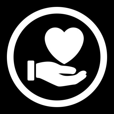 Kalp sadaka yuvarlak vektör simgesi