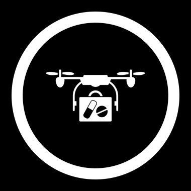Tıbbi dron sevk irsaliyesi yuvarlak vektör simgesi