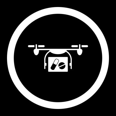 Tıbbi Quadcopter yuvarlak vektör simgesi