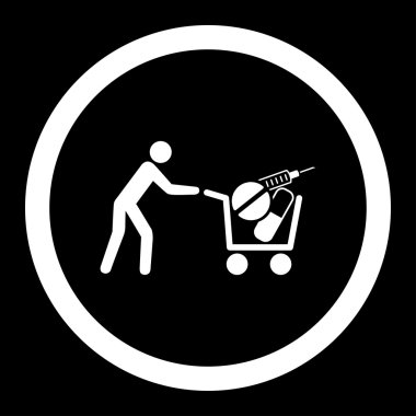 Tıbbi alışveriş yuvarlak vektör simgesi