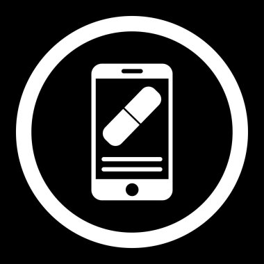 İlaç Online bilgi yuvarlak vektör simgesi