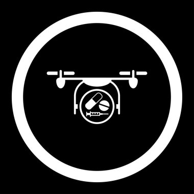 İlaç Quadcopter yuvarlak vektör simgesi