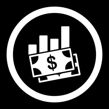 Satış çubuk grafiği yuvarlak vektör simgesi