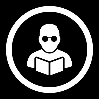 Öğrenci kitap yuvarlak vektör simgesi okuma