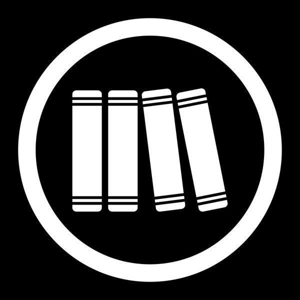 Библиотечные книги Круглая векторная икона

