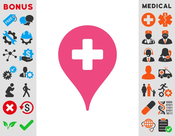 Klinikai térkép mutató ikon — Stock Fotó