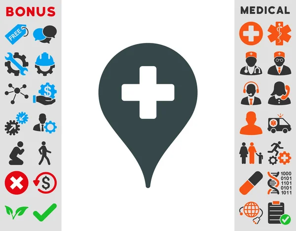 Clinic Map Pointer Icon — Stock Photo, Image