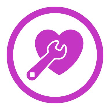 Kalp onarım yuvarlak vektör simgesi