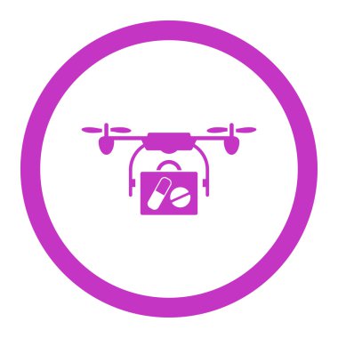 Tıbbi dron sevk irsaliyesi yuvarlak vektör simgesi
