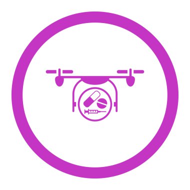 İlaç Quadcopter yuvarlak vektör simgesi