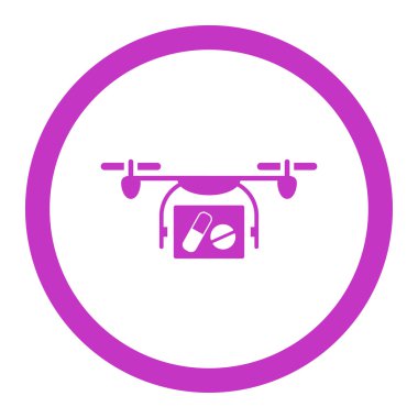 Tıbbi Quadcopter yuvarlak vektör simgesi