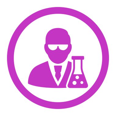 Flask yuvarlak vektör simgesi olan bilim adamı