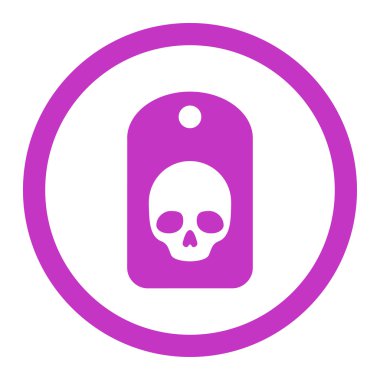 Kafatası etiket yuvarlak vektör simgesi