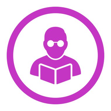 Öğrenci kitap yuvarlak vektör simgesi okuma