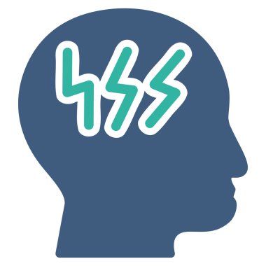 Baş ağrısı düz simgesi