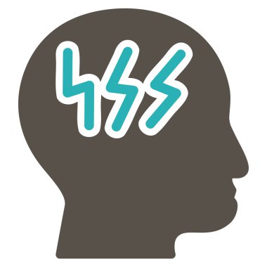 Baş ağrısı düz simgesi