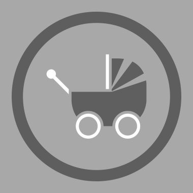 Bebek arabası yuvarlak vektör simgesi