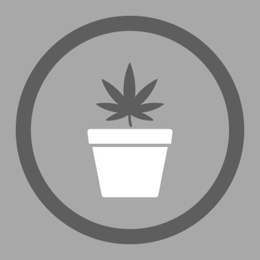 Grass Pot Circled Vector Icon