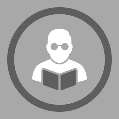 Öğrenci okuma kitabı vektör simgesi daire