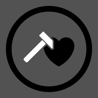 Kalp Hammer daire içinde vektör simgesi