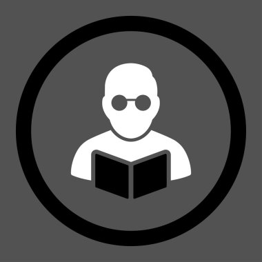 Öğrenci okuma kitabı vektör simgesi daire