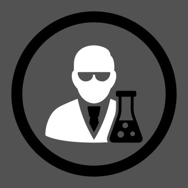 Bilim adamı şişesi ile vektör simgesi daire
