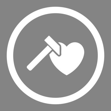 Kalp Hammer yuvarlak vektör simgesi