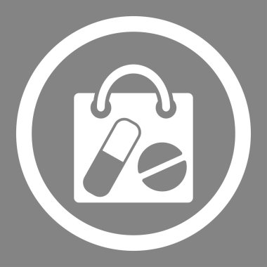 Painkiller Shopping Bag Circled Vector Icon