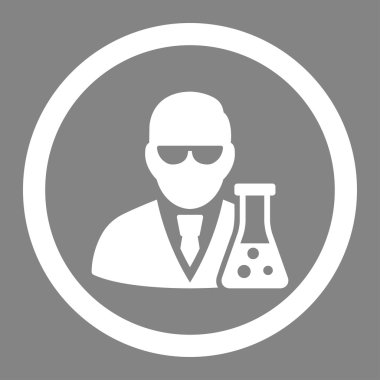 Flask yuvarlak vektör simgesi olan bilim adamı