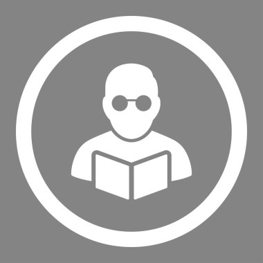 Öğrenci okuma kitabı vektör simgesi daire