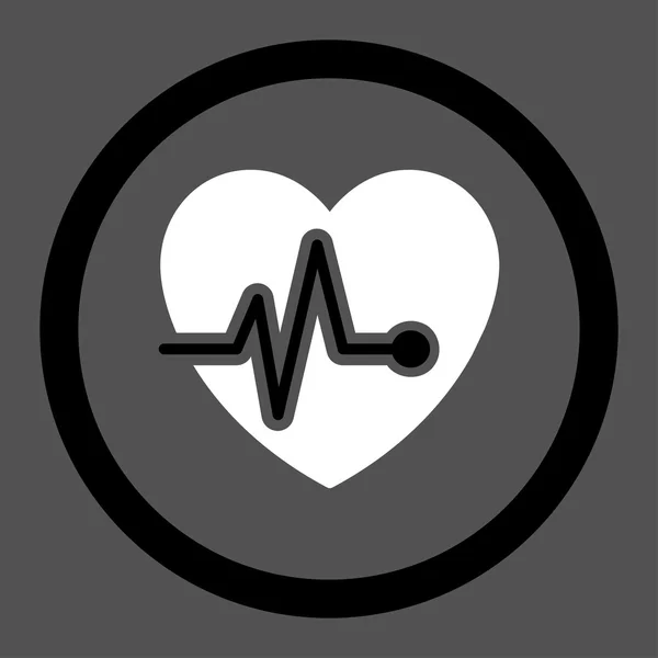 Heart ECG Rounded Vector Icon — 图库矢量图片