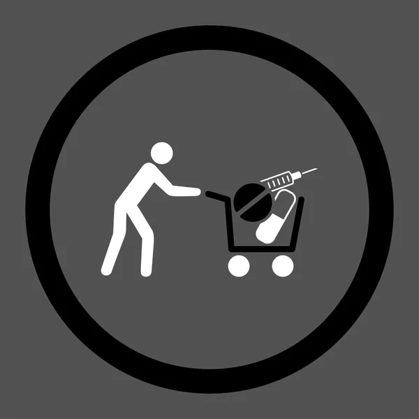 Icono vectorial circular de compras médicas — Vector de stock
