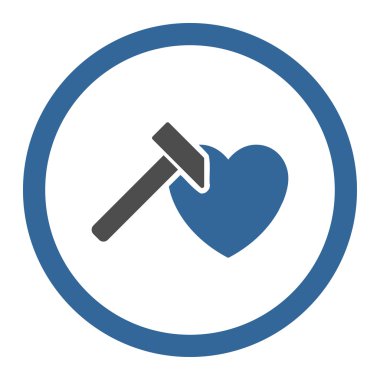 Kalp Hammer yuvarlak vektör simgesi