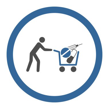 Tıbbi alışveriş yuvarlak vektör simgesi