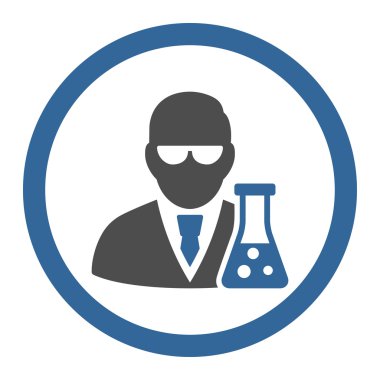 Flask yuvarlak vektör simgesi olan bilim adamı