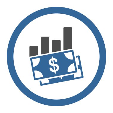 Satış çubuk grafiği yuvarlak vektör simgesi