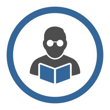 Öğrenci okuma kitabı vektör simgesi daire