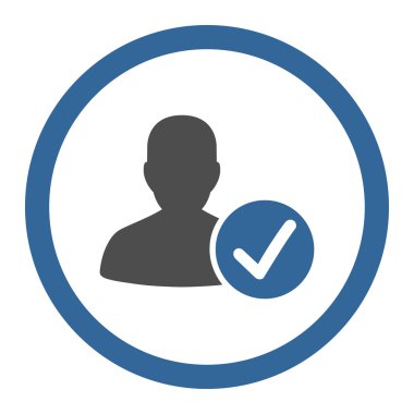 Geçerli istemci yuvarlak vektör simgesi