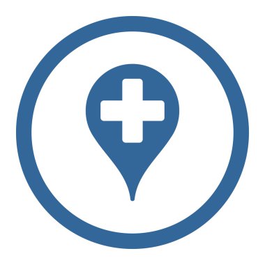 Tıbbi harita işaretleyici yuvarlak vektör simgesi