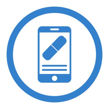 İlaç Online bilgi yuvarlak vektör simgesi